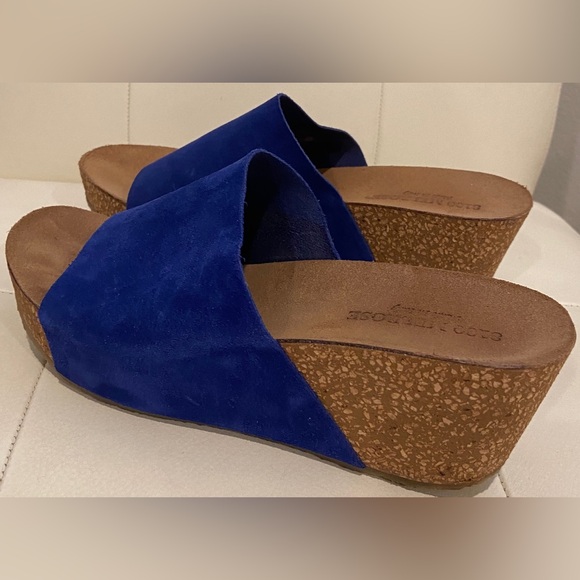 8100 Melrose Shoes - 8100 Melrose Fred Segal Blue Suede Slide Wedge Sandal Size EU37